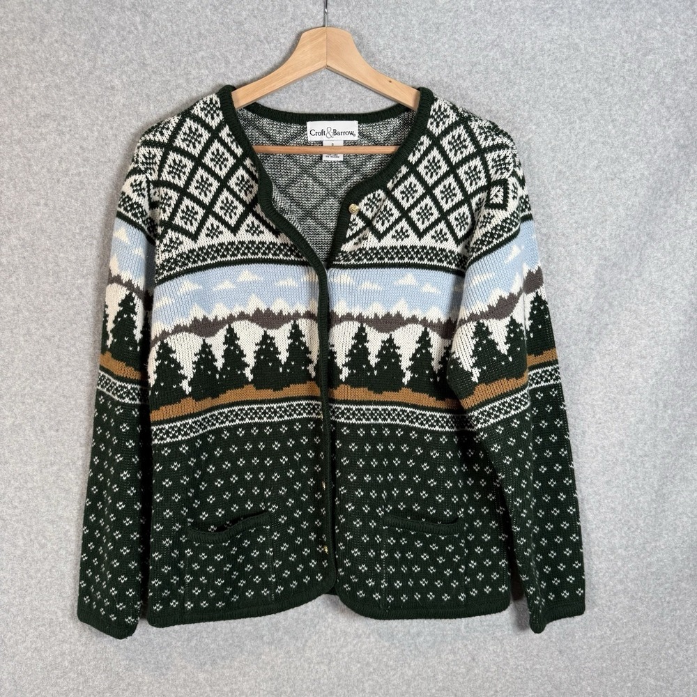 Vintage coldwater creek christmas sweater womens small cardigan snow winter